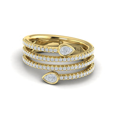 Diamond Three Row Diamond Pear Wrap Ring