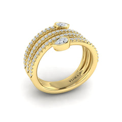 Diamond Three Row Diamond Pear Wrap Ring