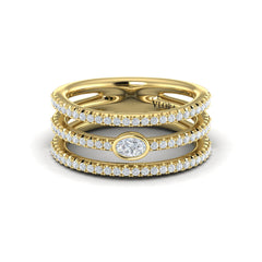 Diamond Open Three Row and Oval Centerstone Ring