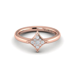 Channel Set Diamond Cluster Vlora Star Ring