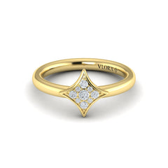 Channel Set Diamond Cluster Vlora Star Ring
