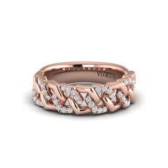 Diamond Interlaced Open Honeycomb Link Ring