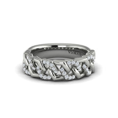 Diamond Interlaced Open Honeycomb Link Ring