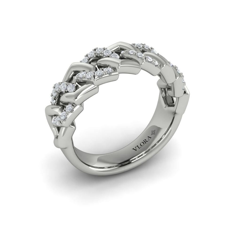 Diamond Interlaced Open Honeycomb Link Ring