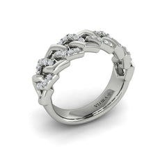 Diamond Interlaced Open Honeycomb Link Ring