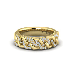 Diamond Interlaced Open Honeycomb Link Ring