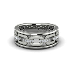 Channel Set Link with Diamonds Ring