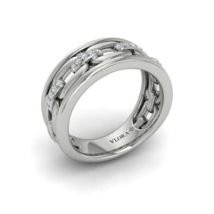 Channel Set Link with Diamonds Ring