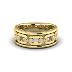 Channel Set Link with Diamonds Ring