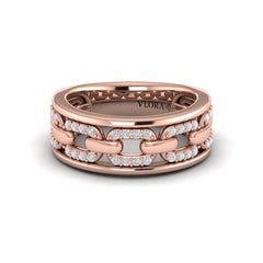 Reverse Channel Set Link with Diamonds Ring