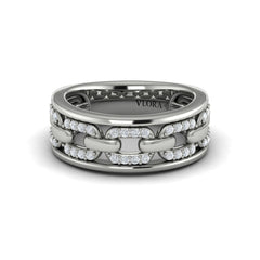 Reverse Channel Set Link with Diamonds Ring