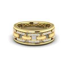 Reverse Channel Set Link with Diamonds Ring