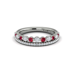 Diamond and Ruby Two Row Ring