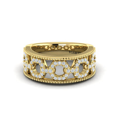Diamond Open Honeycomb Link Ring