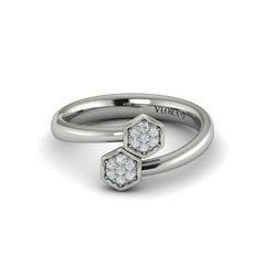 Diamond Cluster Honeycomb Wrap Ring