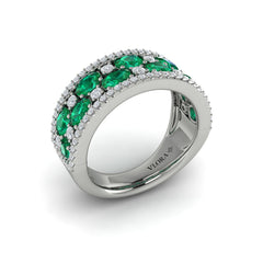 Multi Diamond and Emerald Statement Ring