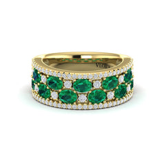 Multi Diamond and Emerald Statement Ring