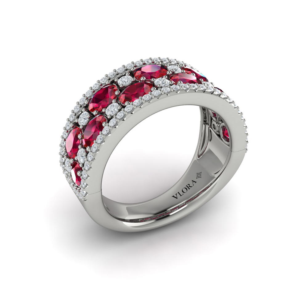 Multi Diamond and Ruby Statement Ring