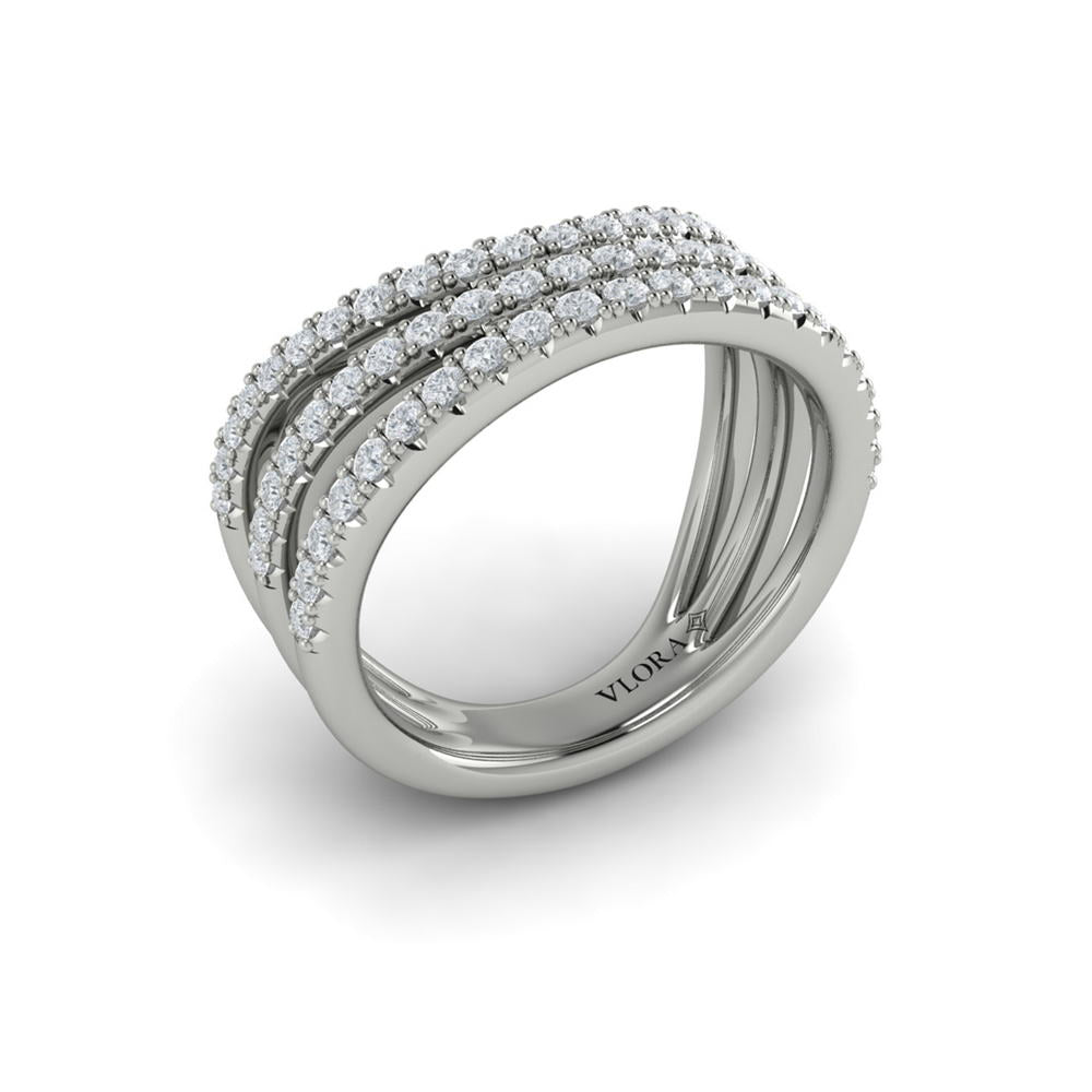 Diamond Multi-Row  Curved Statement Ring