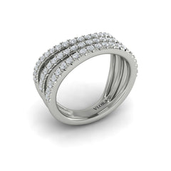 Diamond Multi-Row  Curved Statement Ring
