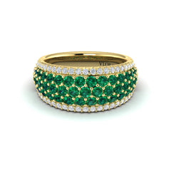 Diamond and Emerald Multi-Row Statement Ring