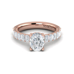 Eterna Oval Engagement Ring with Emerald Cut Band