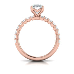 Eterna Oval Engagement Ring with Emerald Cut Band
