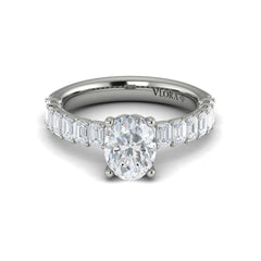 Eterna Oval Engagement Ring with Emerald Cut Band