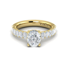 Eterna Oval Engagement Ring with Emerald Cut Band