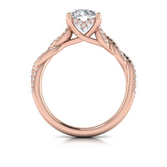 Twist Diamond Engagement Ring with Hidden Halo