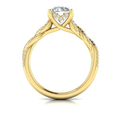 Twist Diamond Engagement Ring with Hidden Halo