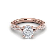 Woven Pave Oval Diamond Engagement Ring