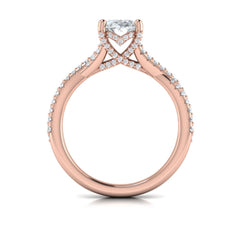 Woven Pave Oval Diamond Engagement Ring