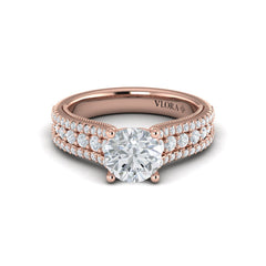 Bold Cathedral Round Diamond Engagement Ring