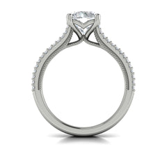 Bold Cathedral Round Diamond Engagement Ring