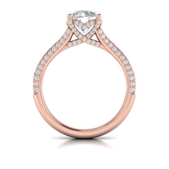 Dramatic Cathedral Hidden Halo Engagement Ring