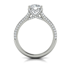 Dramatic Cathedral Hidden Halo Engagement Ring