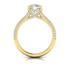 Dramatic Cathedral Hidden Halo Engagement Ring