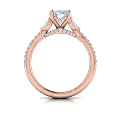 Enchanted Vine Oval Hidden Halo Engagement Ring