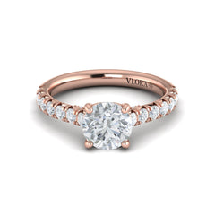 French Cathedral Round Diamond Engagement Ring