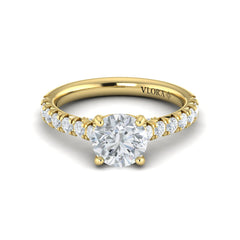 French Cathedral Round Diamond Engagement Ring