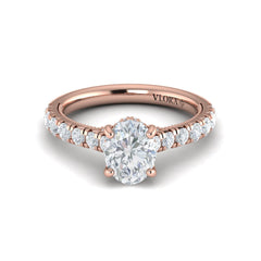 French Cathedral Oval Hidden Halo Engagement Ring