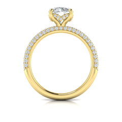 Shimmering Hidden Halo Engagement Ring with Micropave Band