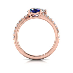 Kissing Diamond and Sapphire Engagement Ring
