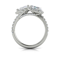 Oval and Pear Halo Toi et Moi Engagement Ring