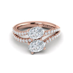 Spiral Oval Two Stone Engagement Ring