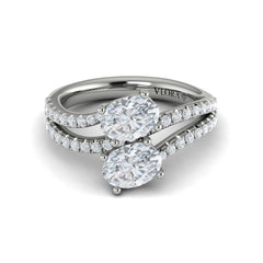 Spiral Oval Two Stone Engagement Ring