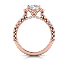 Floral Halo Round Engagement Ring