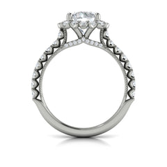 Floral Halo Round Engagement Ring