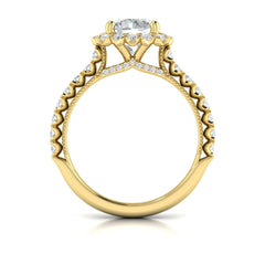 Floral Halo Round Engagement Ring
